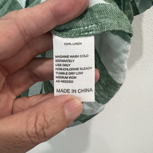 Birds Of Paradise By Trovata Neve Shirt Aloe Stripe Sz M Linen Camp Lagenlook - Picture 5 of 8